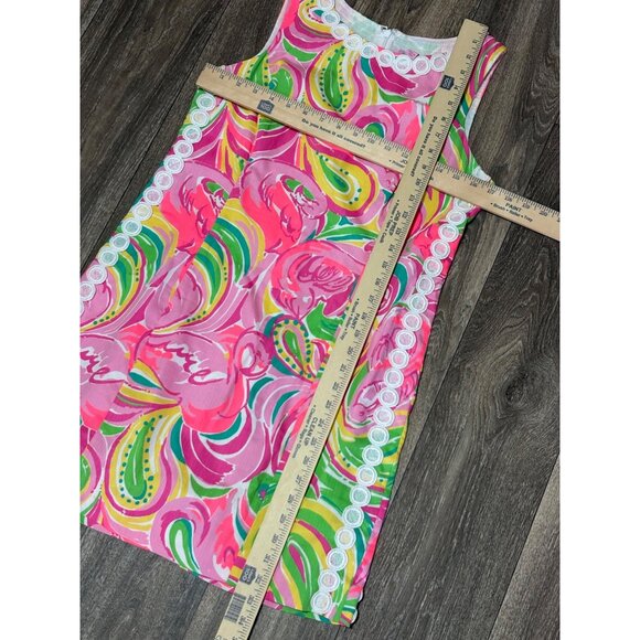 Lilly Pulitzer Mila Shift Dress All Nighter Flamingos Size 10 Lined Lace Casual - Picture 3 of 9